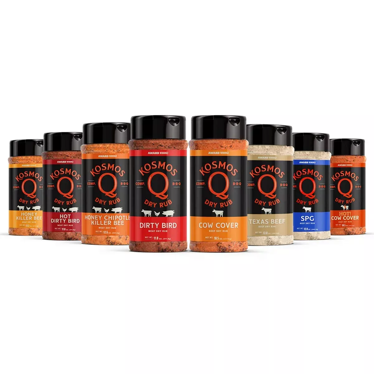 Kosmos Q Bbq Rub Variety Flavors, 8 Piece Assortment