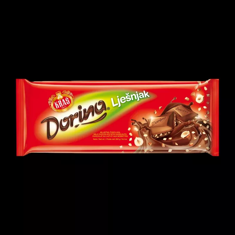 Kras Dorina Milk Chocolate with Crushed Hazelnut Bar, 7.7 oz | 220g