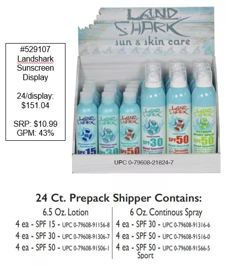 Landshark Sunscreen Display - 24ct