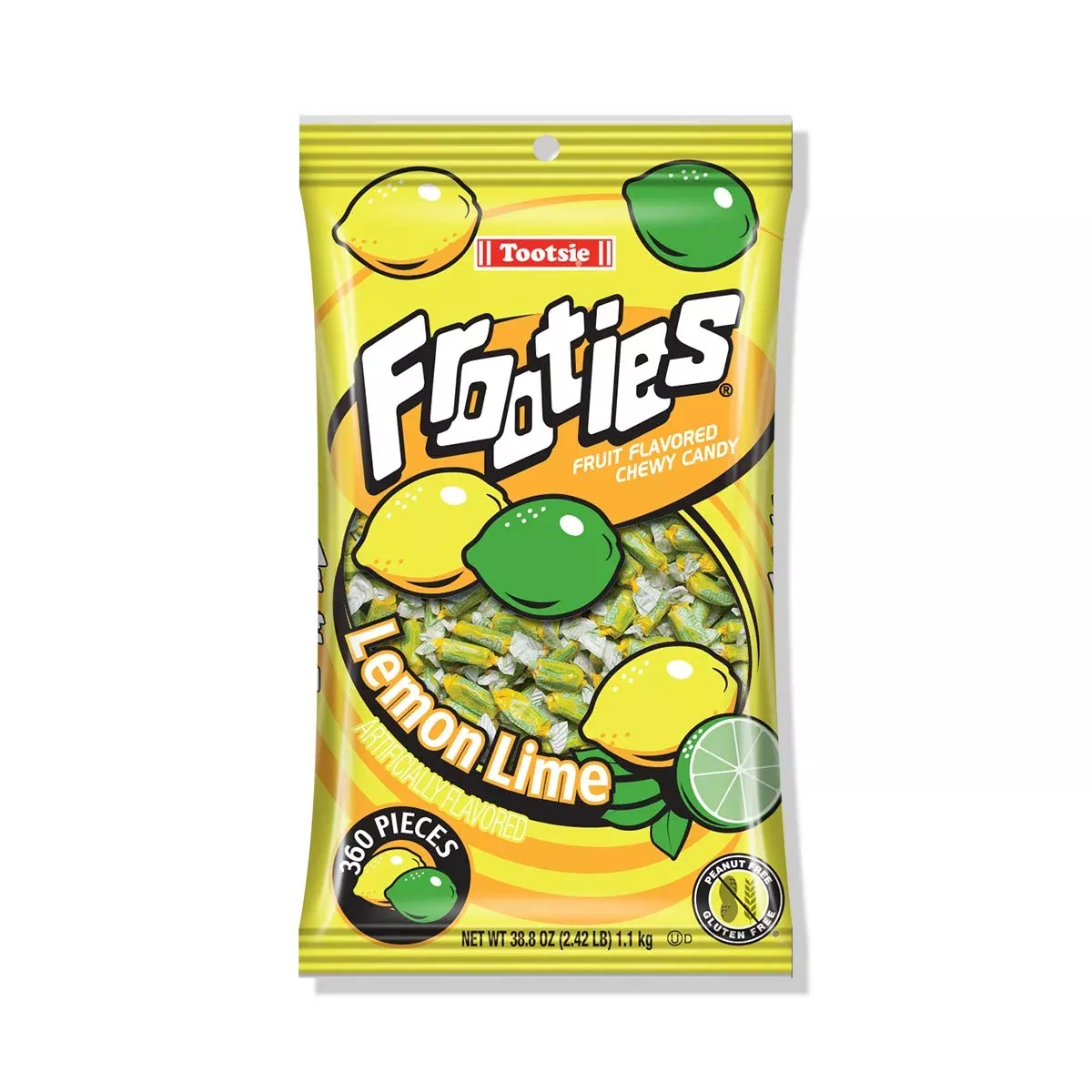 Lemon Lime Frooties - Tootsie Roll Chewy Candy - 360 Piece Count, 38.8 Oz Bag