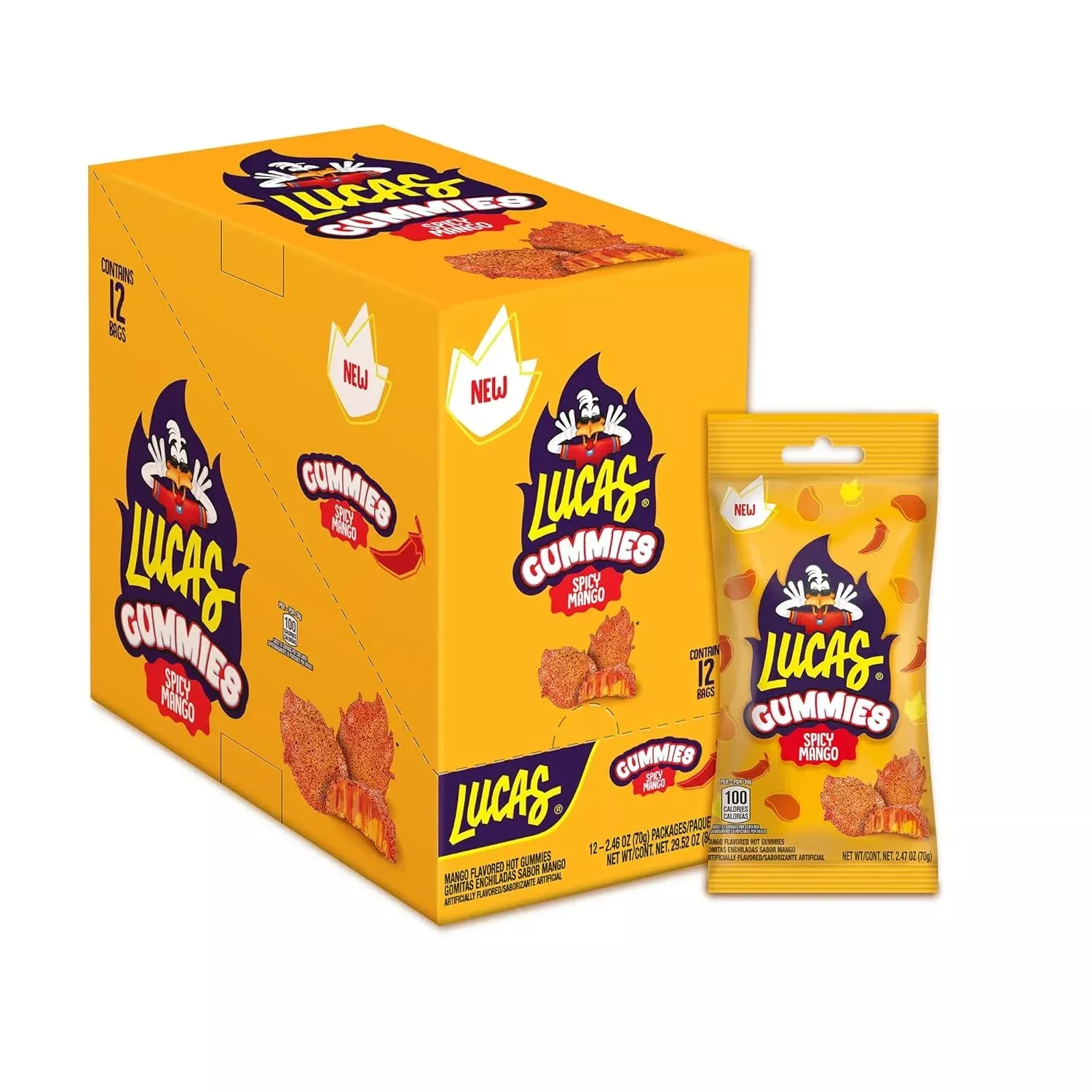 Lucas Gummies Spicy Mango 70g | 12ct, Box