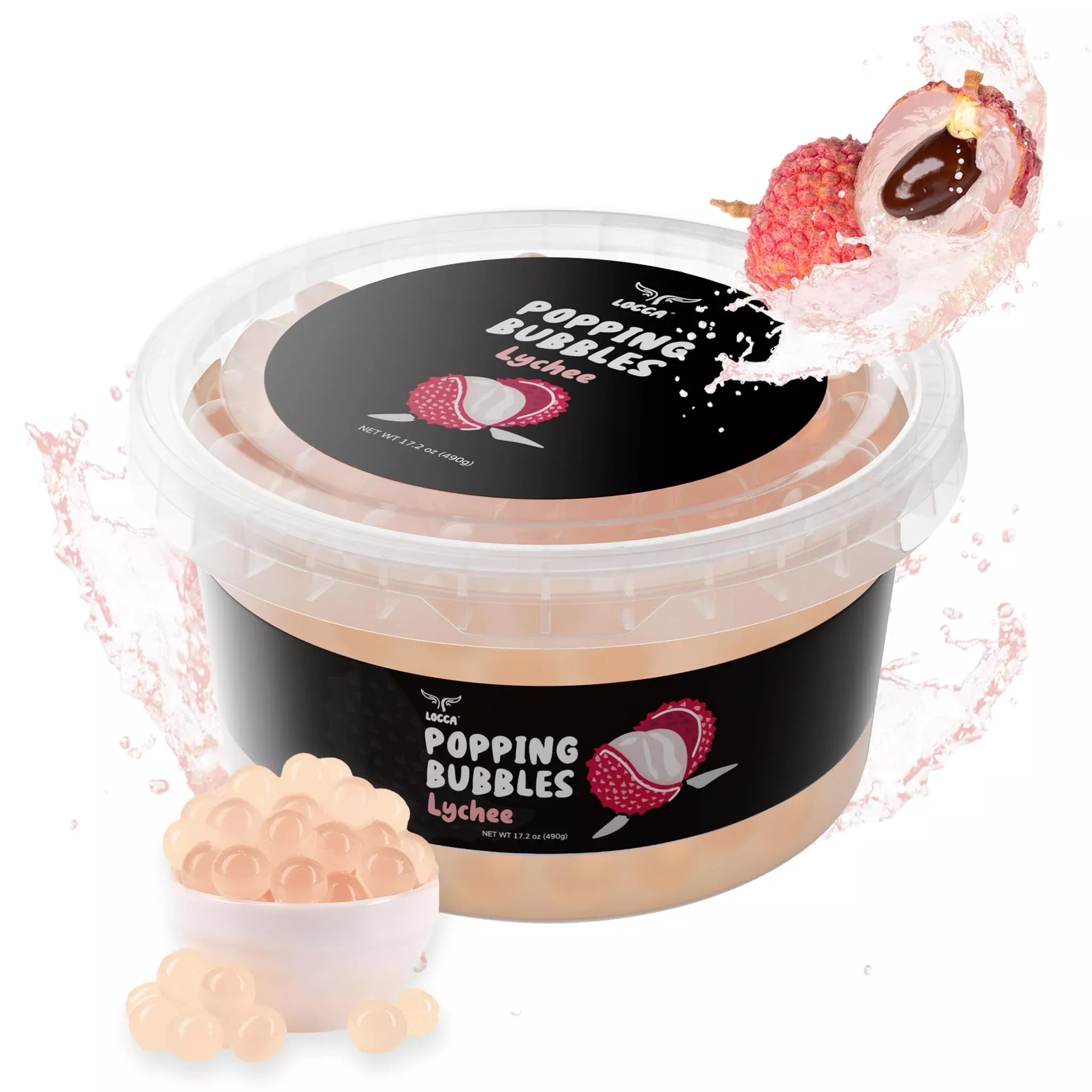 Lychee Popping Boba Pearls, Premium Boba Popping Pearls With Real Fruit Juice Bursting Boba Pearls Popping Bubbles Instant Tapio