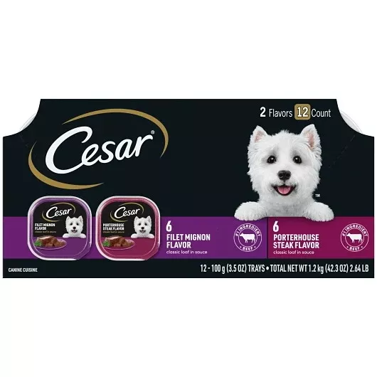 Mars Petcare Cesar Canine Cuisine Dog Food Beef Multipack 1 - 24 Cnt - 24 Count - 1 Per Case