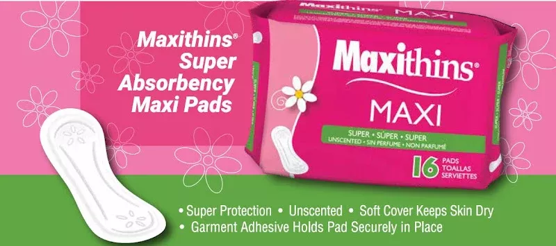 Maxithins Maxi Pad Regular Unscented - 16 Count