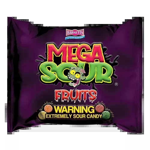 Mega Sour Assorted Fruit Candy 3.7 oz Bag
