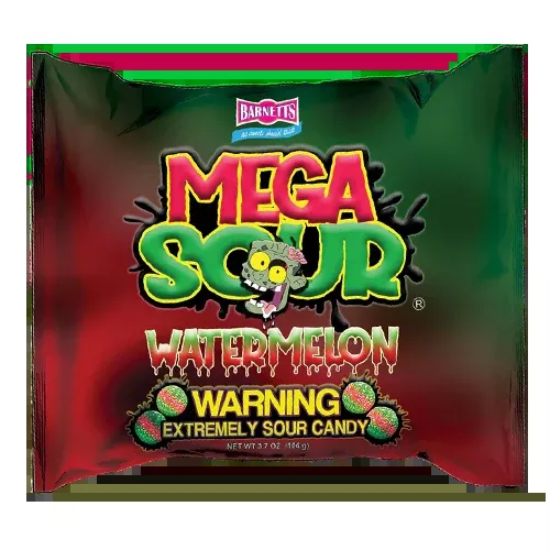 Mega Sour Watermelon Candy 3.7 oz Bag