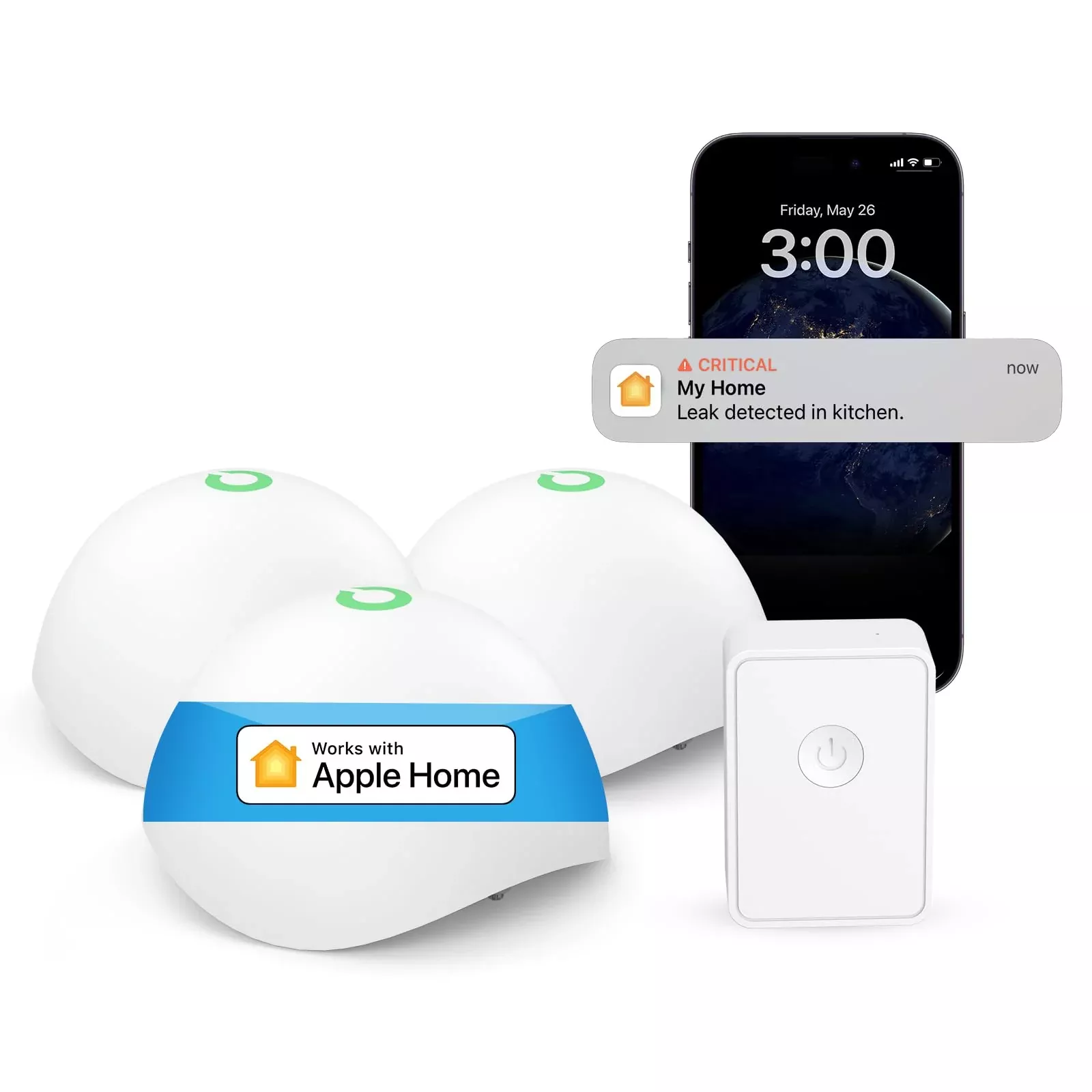 Meross Smart Water Sensor Alarm 3 Pack, Wifi Water Leak Detector Suppo