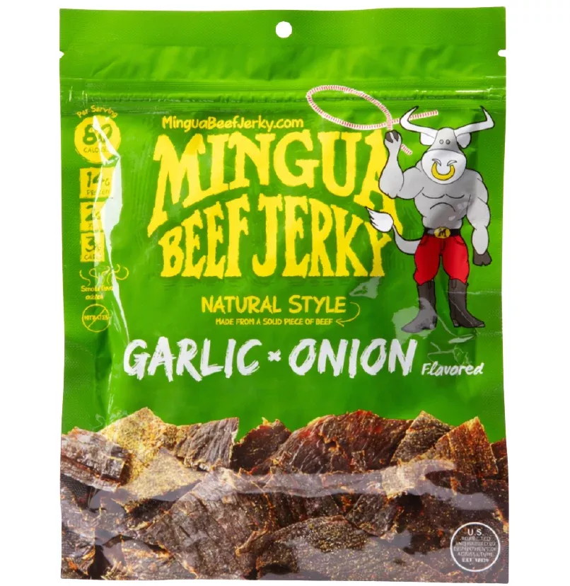 Mingua Garlic & Onion Beef Jerky, 3 oz Bag