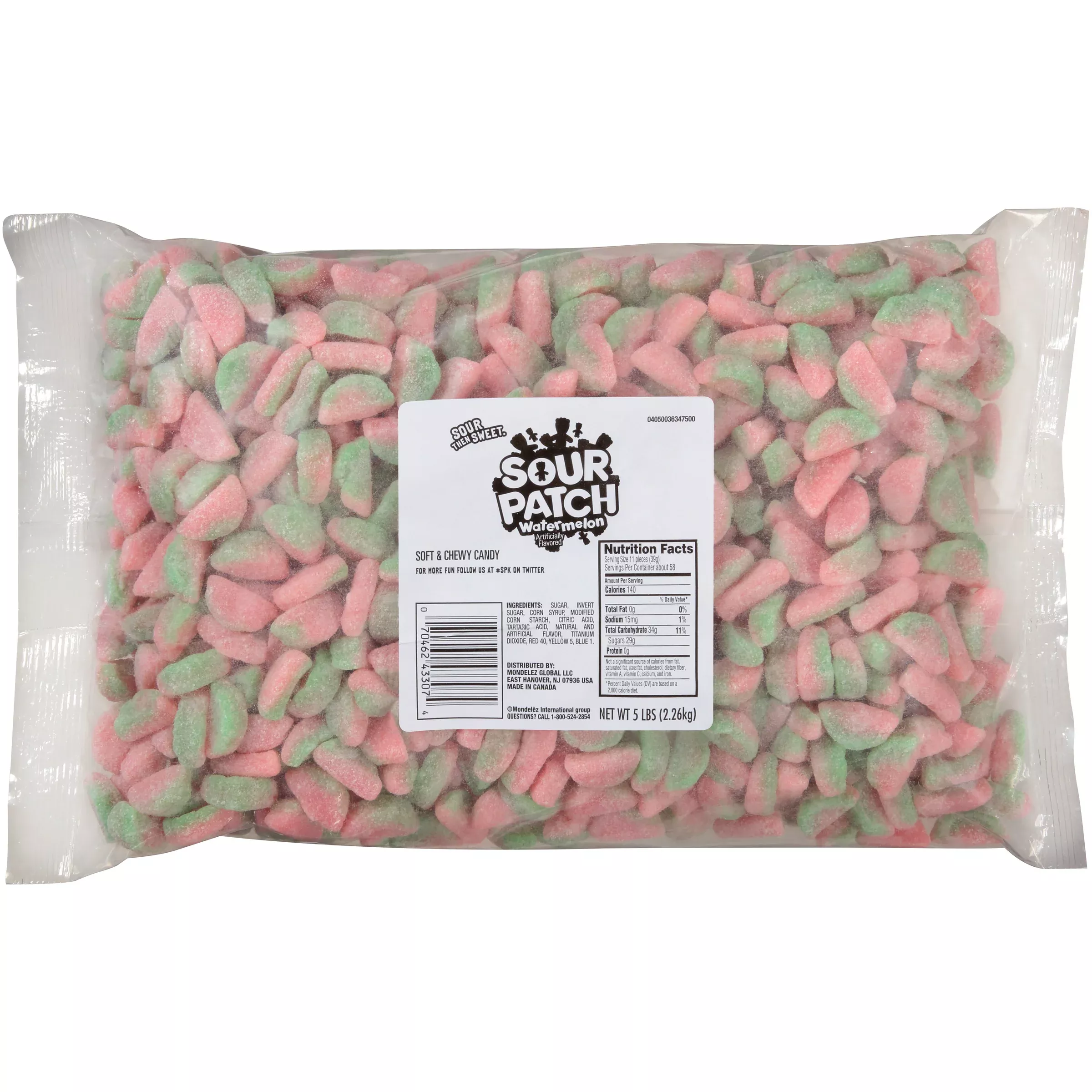 Mondelez Retail Sour Patch Kids Watermelon Bulk Soft Candy 5 Pound Each - 6 Per Case