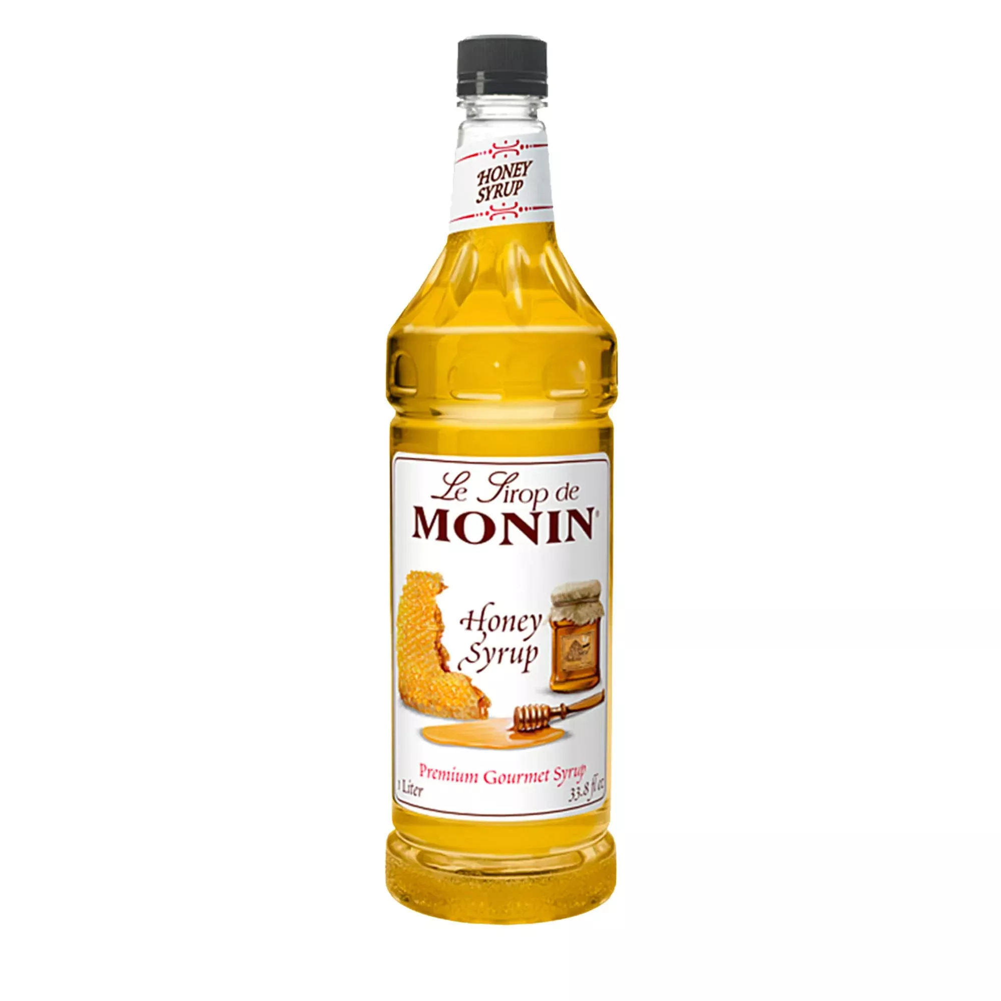 Monin - Honey Syrup, Smooth Sweet Honey Flavor, Great For Teas, Lemonades, Cocktails, & Coffee, Gluten-Free, Non-Gmo (1 Liter)