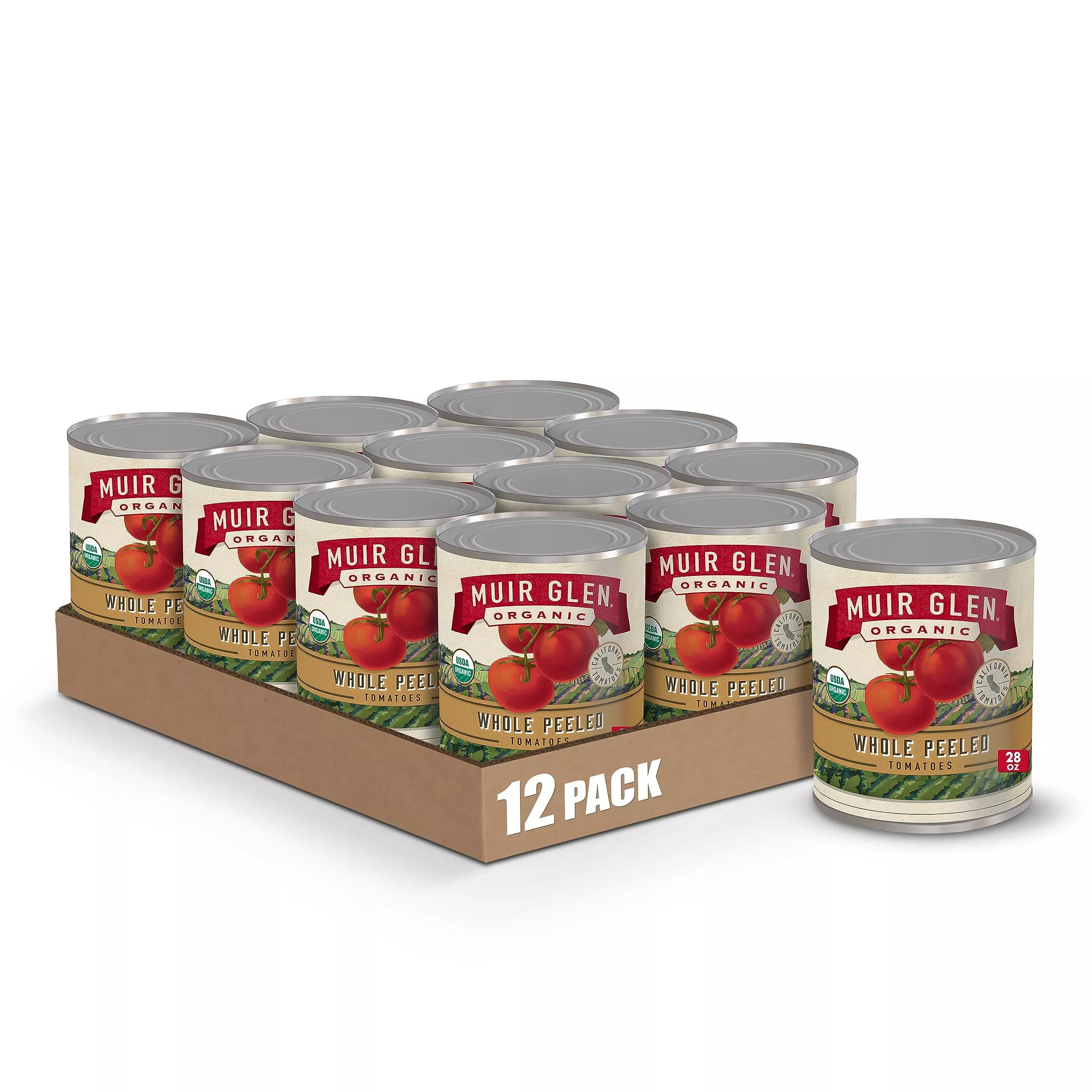 Muir Glen Organic Whole Peeled Canned Tomatoes, 28 Oz. (Pack Of 12)