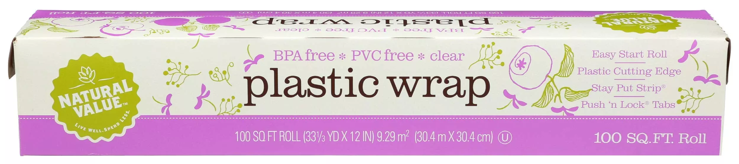 Natural Value Clear Plastic Wrap, 100 Ft