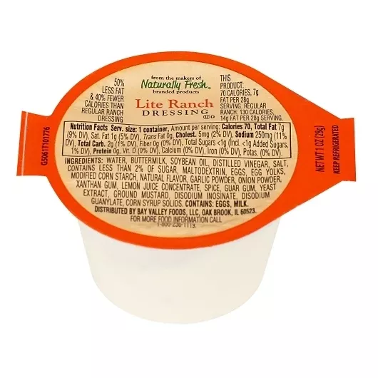 Naturally Fresh Refrigerated Naturally Fresh Light Ranch Dressing Case of 1 Ounce Size - 100 Per Case