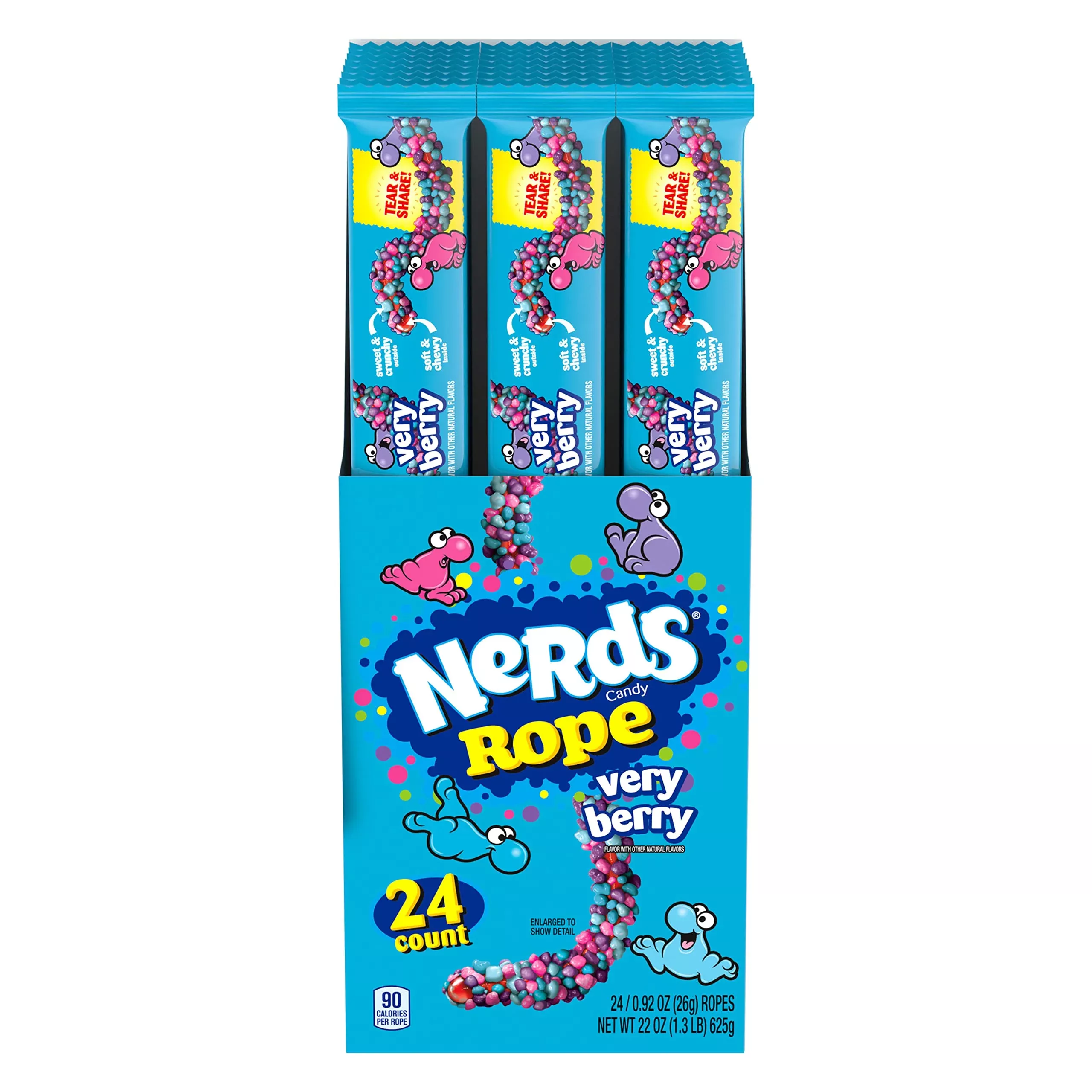Nerds Rope Candy, Very Berry, 0.92 Ounce Ropes (Pack Of 24)