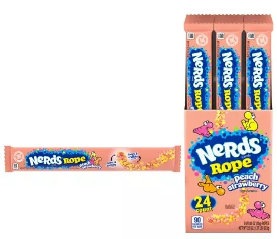 Nerds Ropes Peach Strawberry - 0.92 oz 24ct