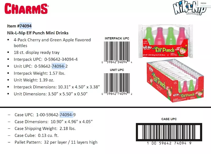Nik-L-Nip Mini Drinks Elf Punch Cherry & Green Apple - 4ct 18ct