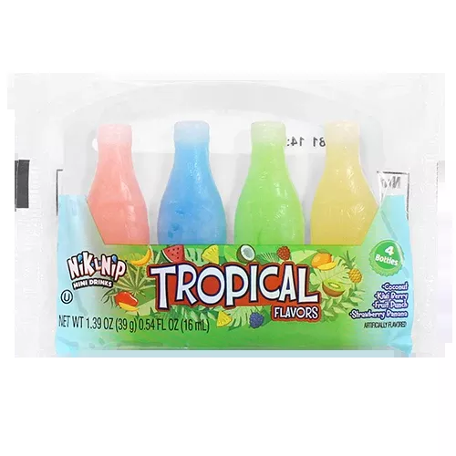 Nik-L-Nip Tropical Mini Drinks Wax Bottles 4 Count 1.39 oz.