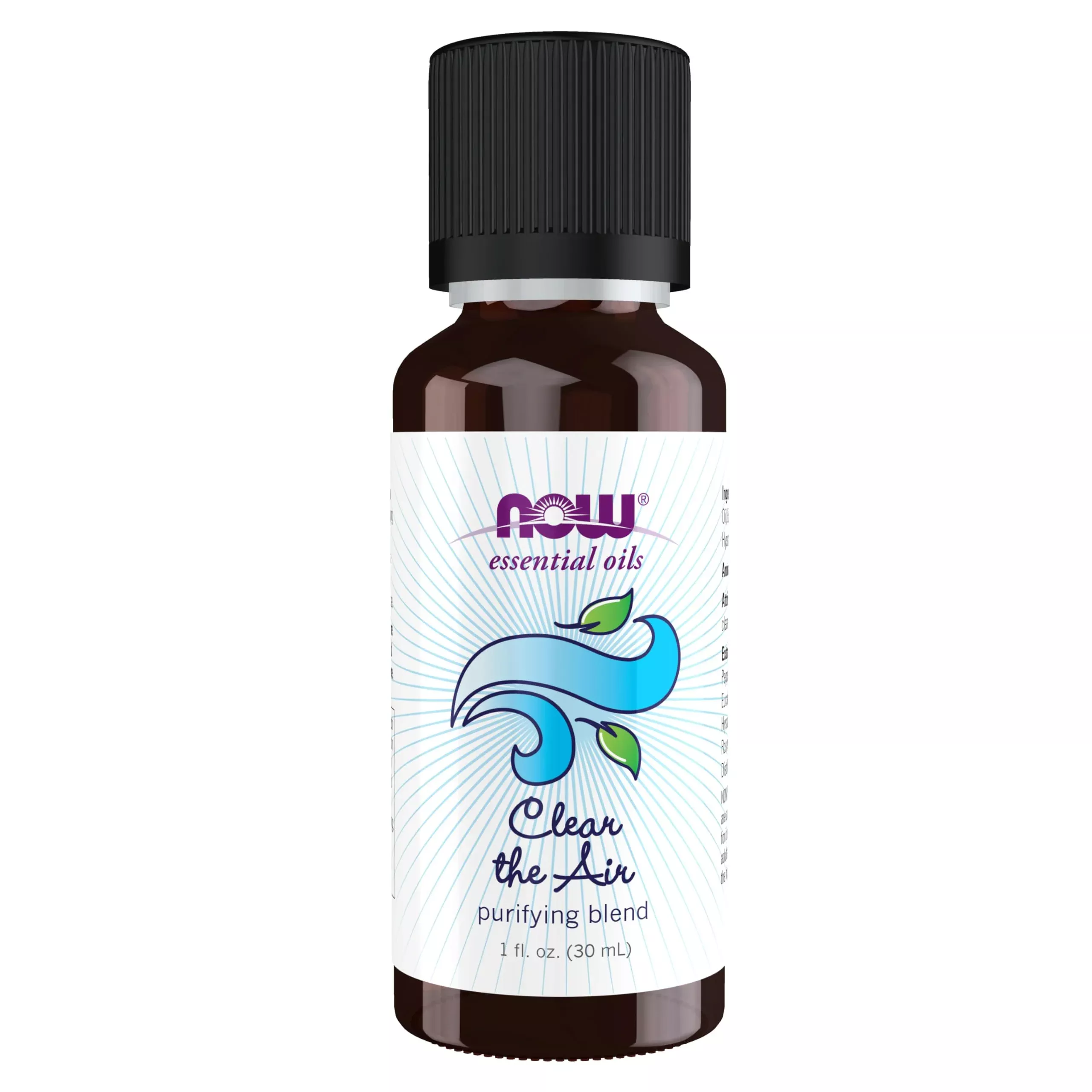 Now Essential Oils, Clear The Air Oil Blend, Purifying Aromatherapy Scent, Blend Of Pure Essential Oils, Steam Distilled, Vegan, Child Resistant Cap, 1-Ounce