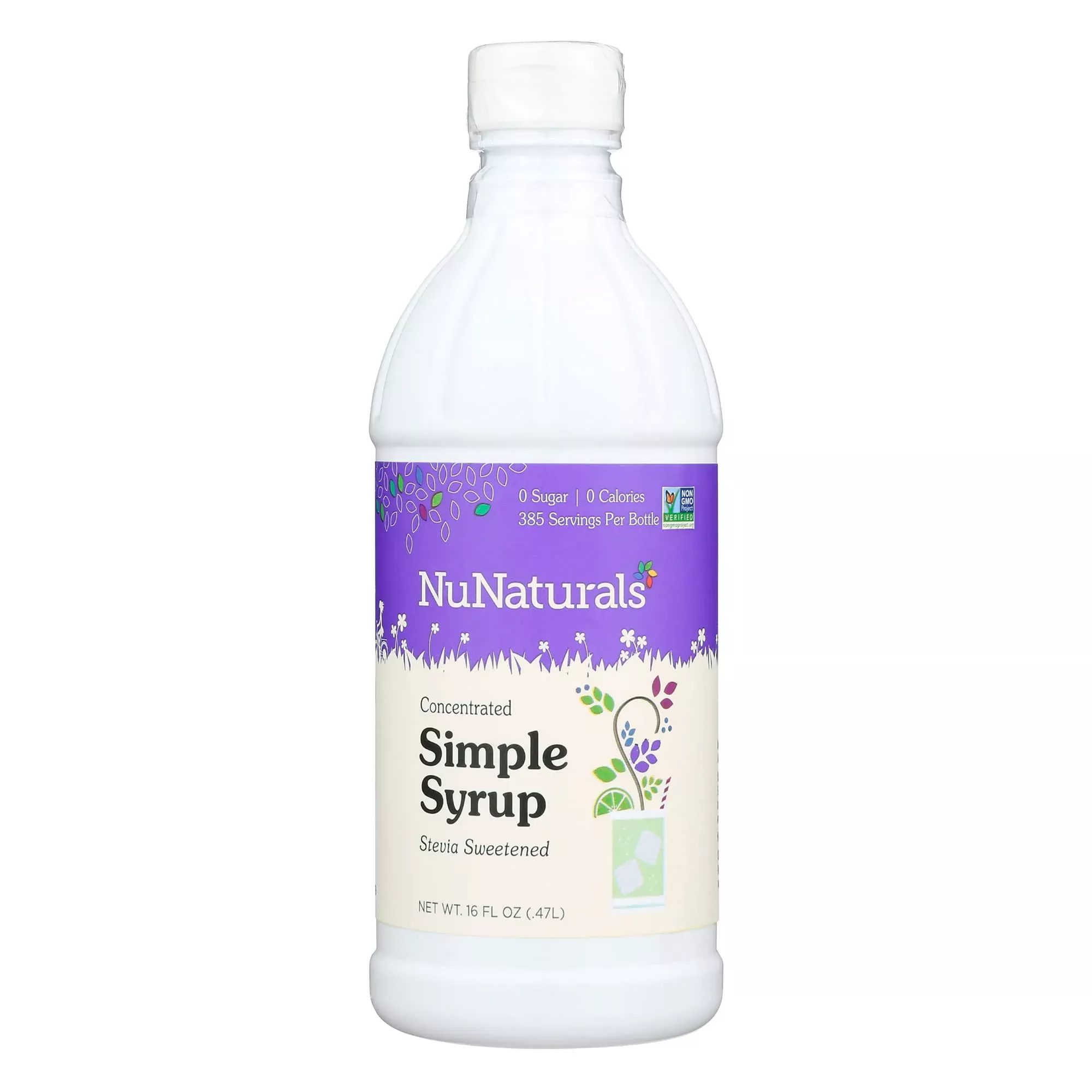 Nunaturals Stevia Syrup, Sugar-Free Sweetener, Plant-Based Sugar Substitute, Zero Calorie, Simple Syrup, 16 Oz