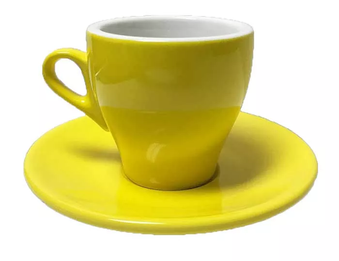 Nuova Point - Cappuccino Cups and Saucers, YELLOW, set of 6