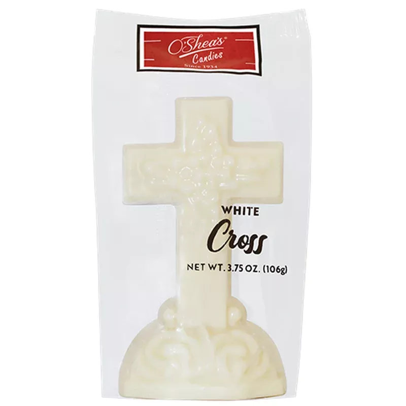O'Shea's Soild White Chocolate Intricate Cross 3.75 oz.