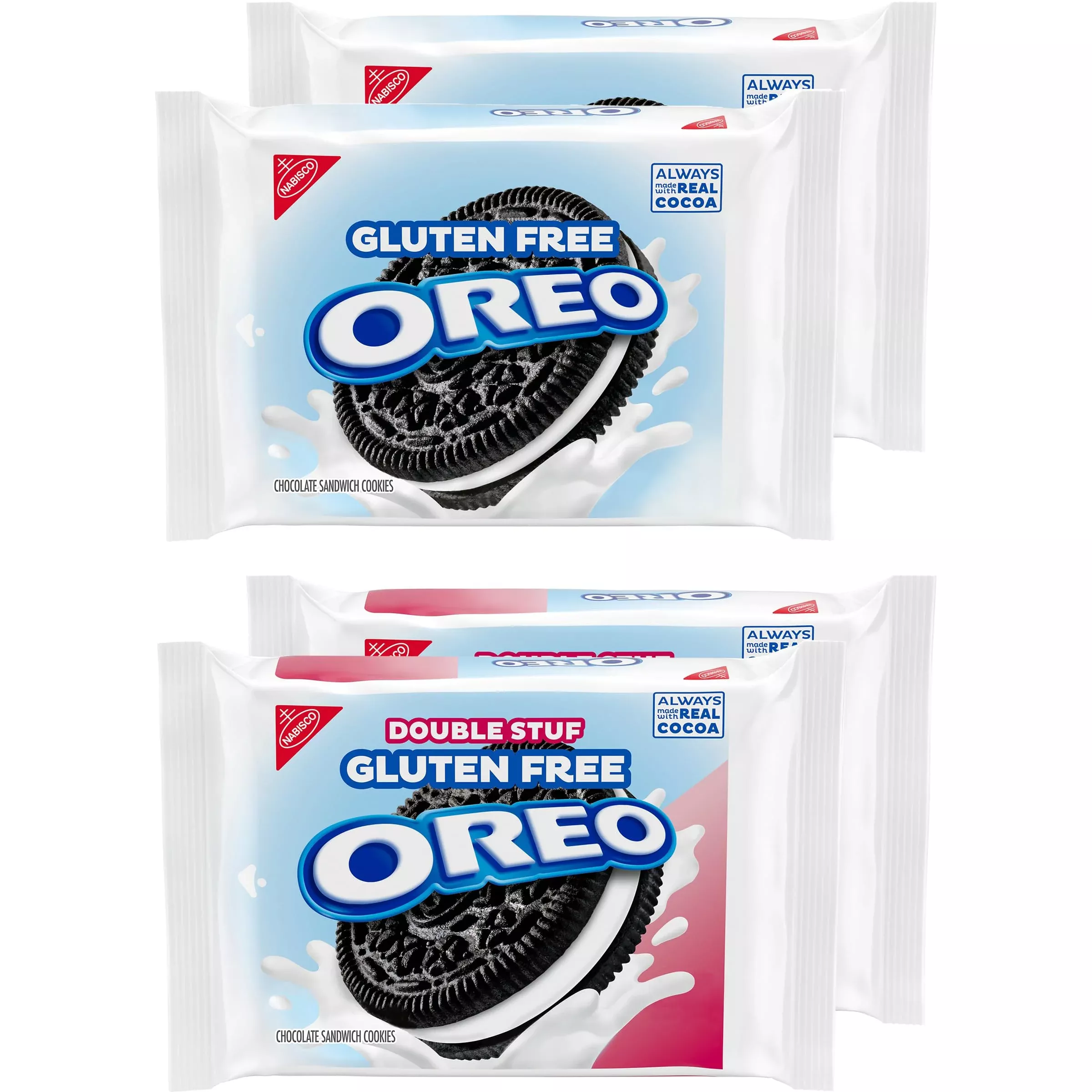 Oreo Original & Oreo Double Stuf Gluten Free Cookies Variety Pack, 4 Packs