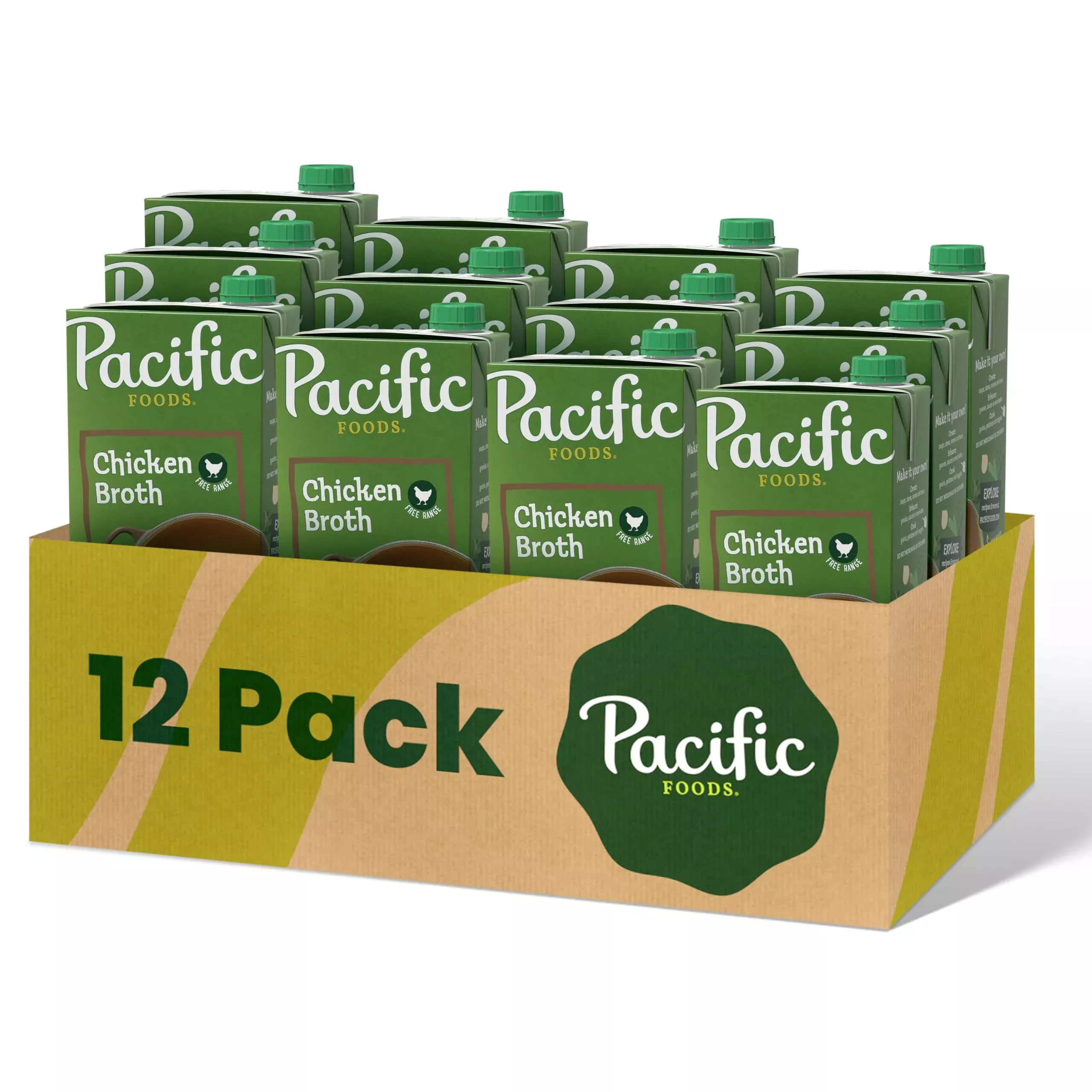 Pacific Foods Free Range Chicken Broth, 32 Oz Carton (Pack Of 12)