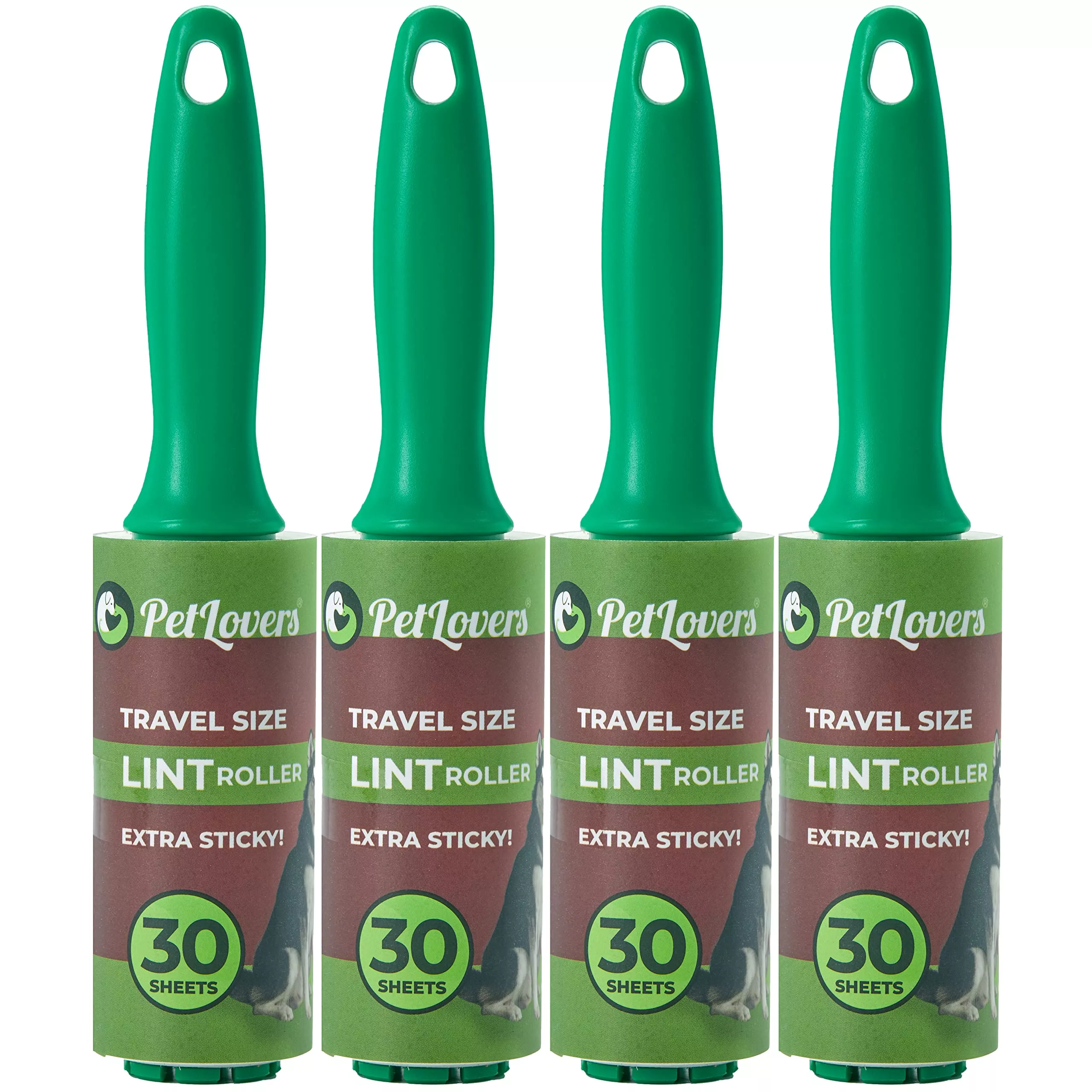 Petlovers Mini Lint Rollers Extra Sticky (4 Pack) - Travel Size Lint Rollers For Pet Hair