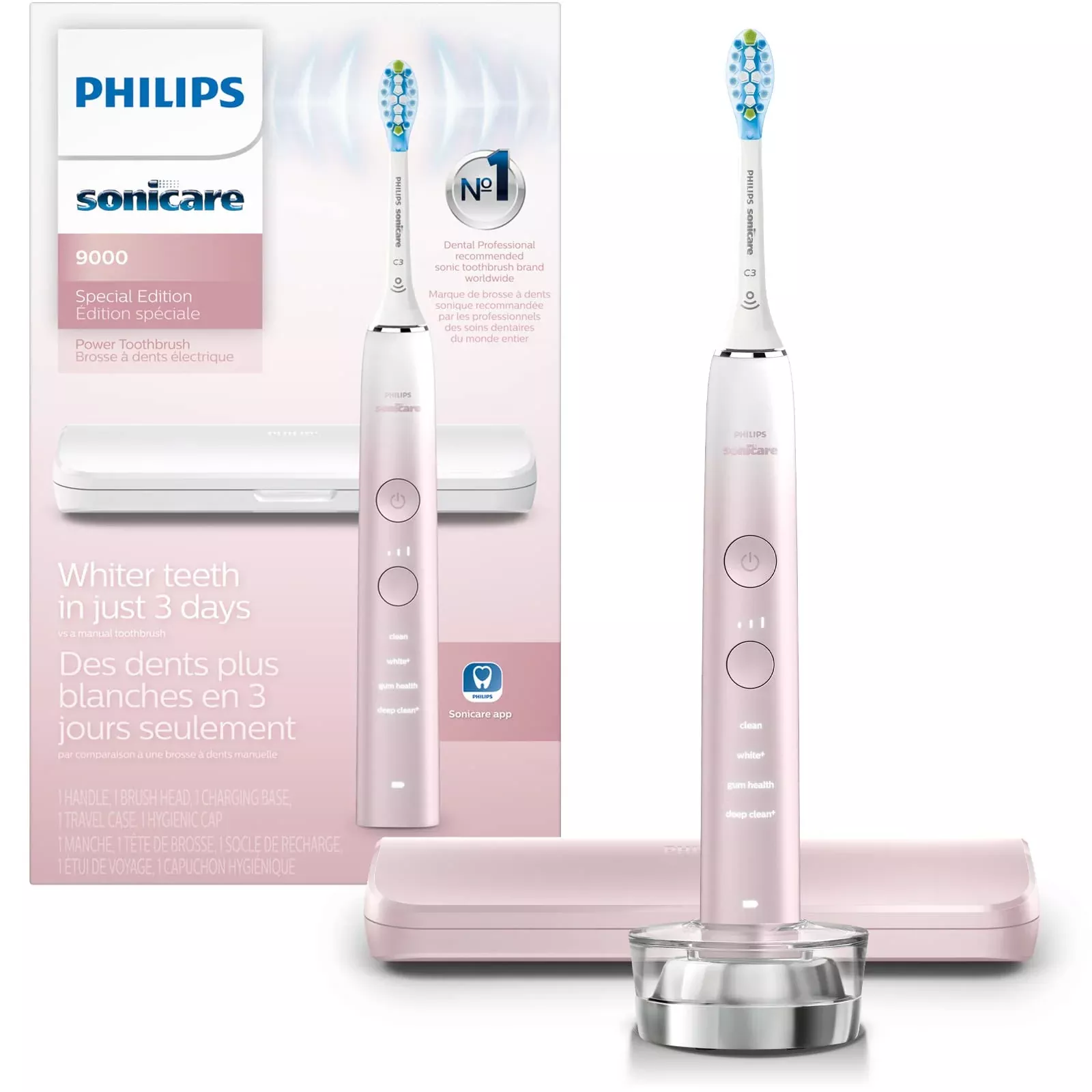 Philips Sonicare 9000 Special Edition Rechargeable Toothbrush, Pink/Wh