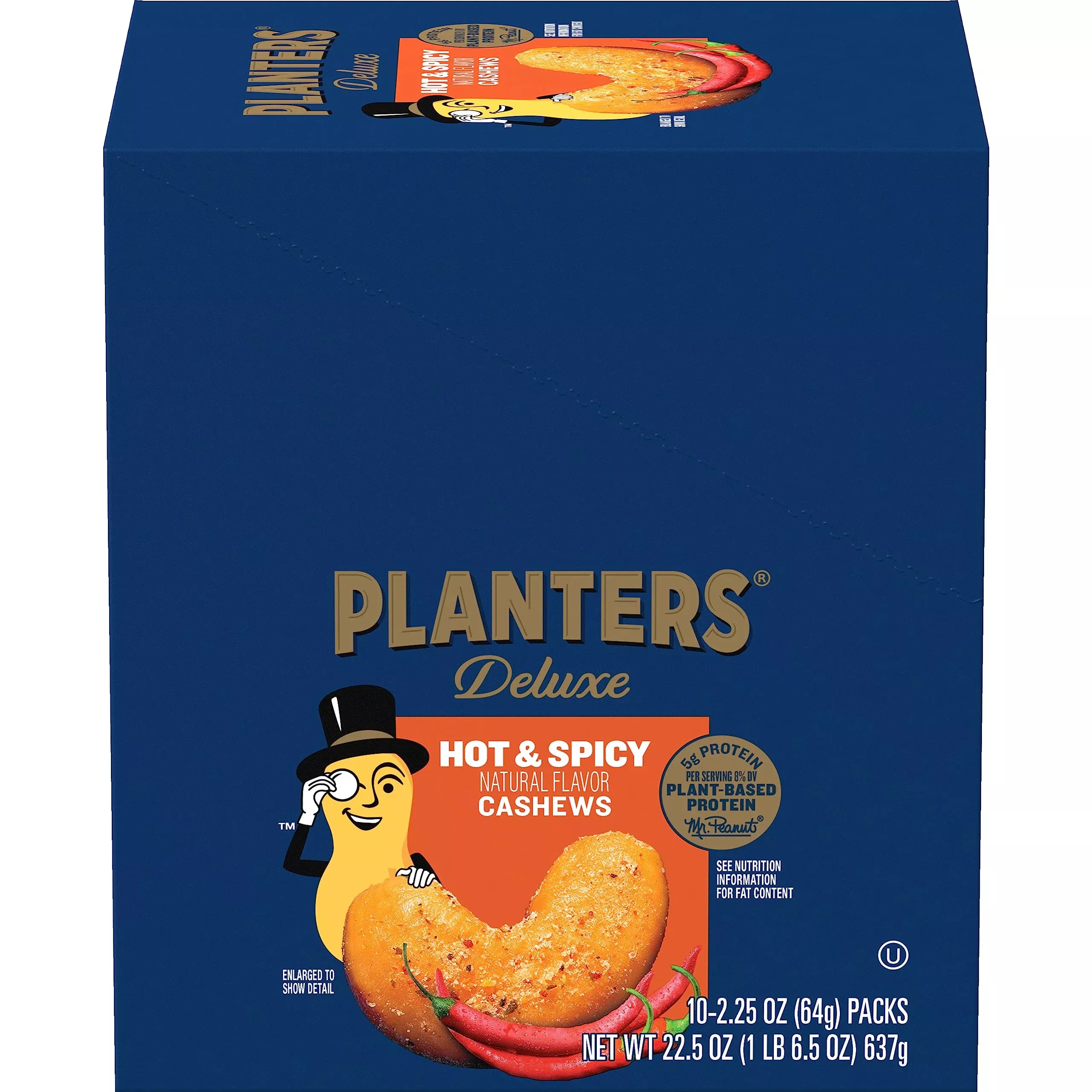 Planters Spicy Cajun Cashews, 2.25 Oz Bags (Pack Of 10)