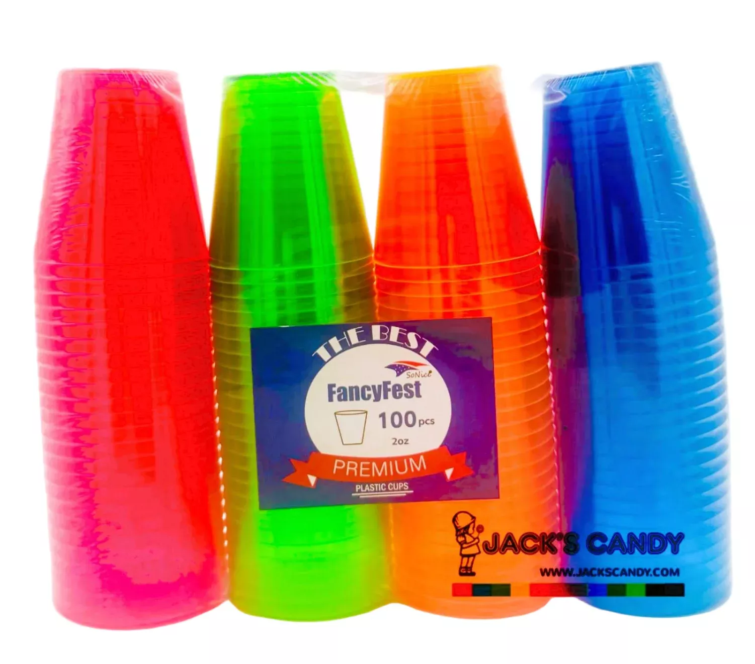Plastic Mini Neon Cup 2z 100ct