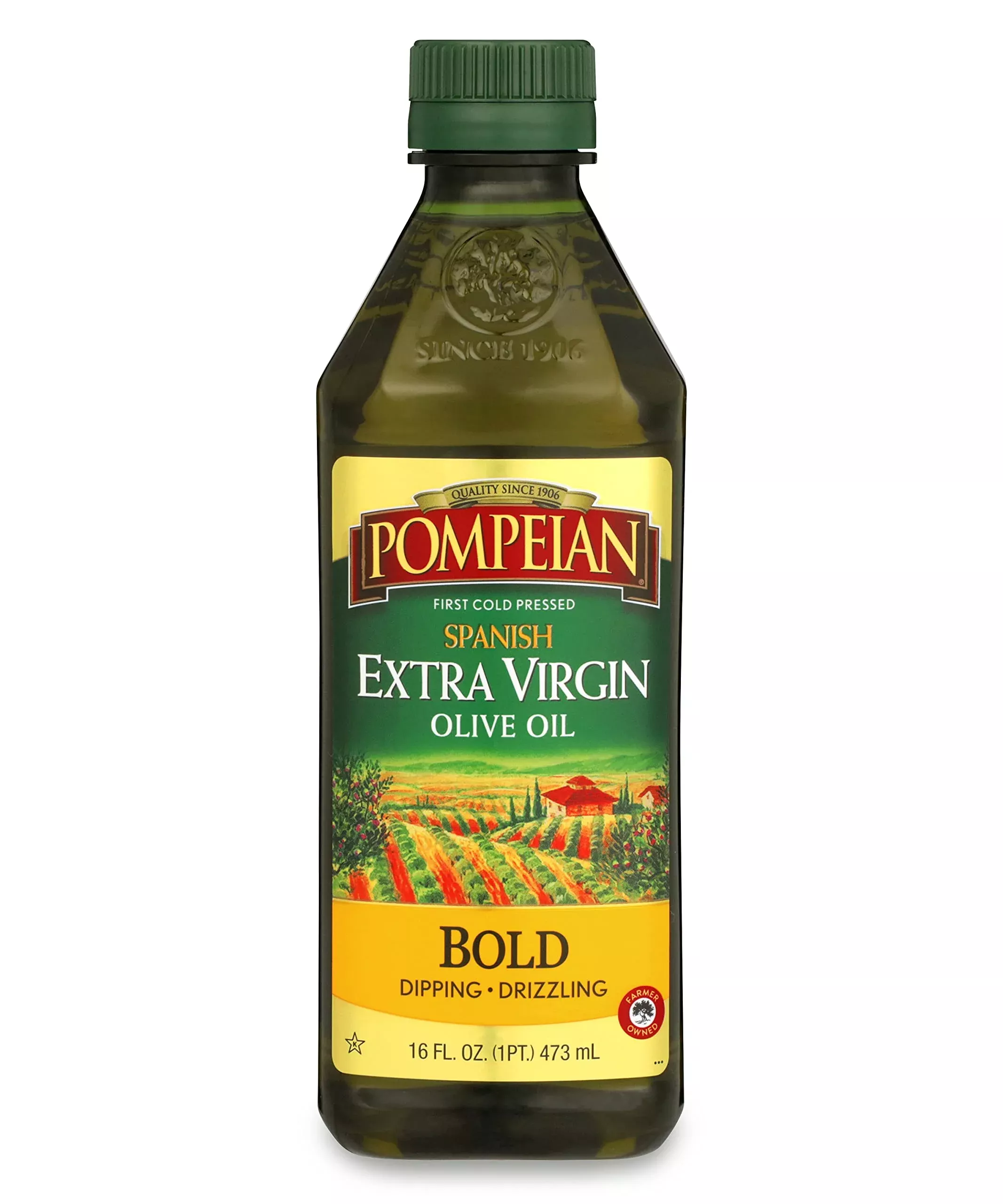 Pompeian Spanish Bold Extra Virgin Olive Oil, First Cold Pressed, Strong, Fruity Flavor, Perfect For Dipping And Drizzling, 16 Fl. Oz.