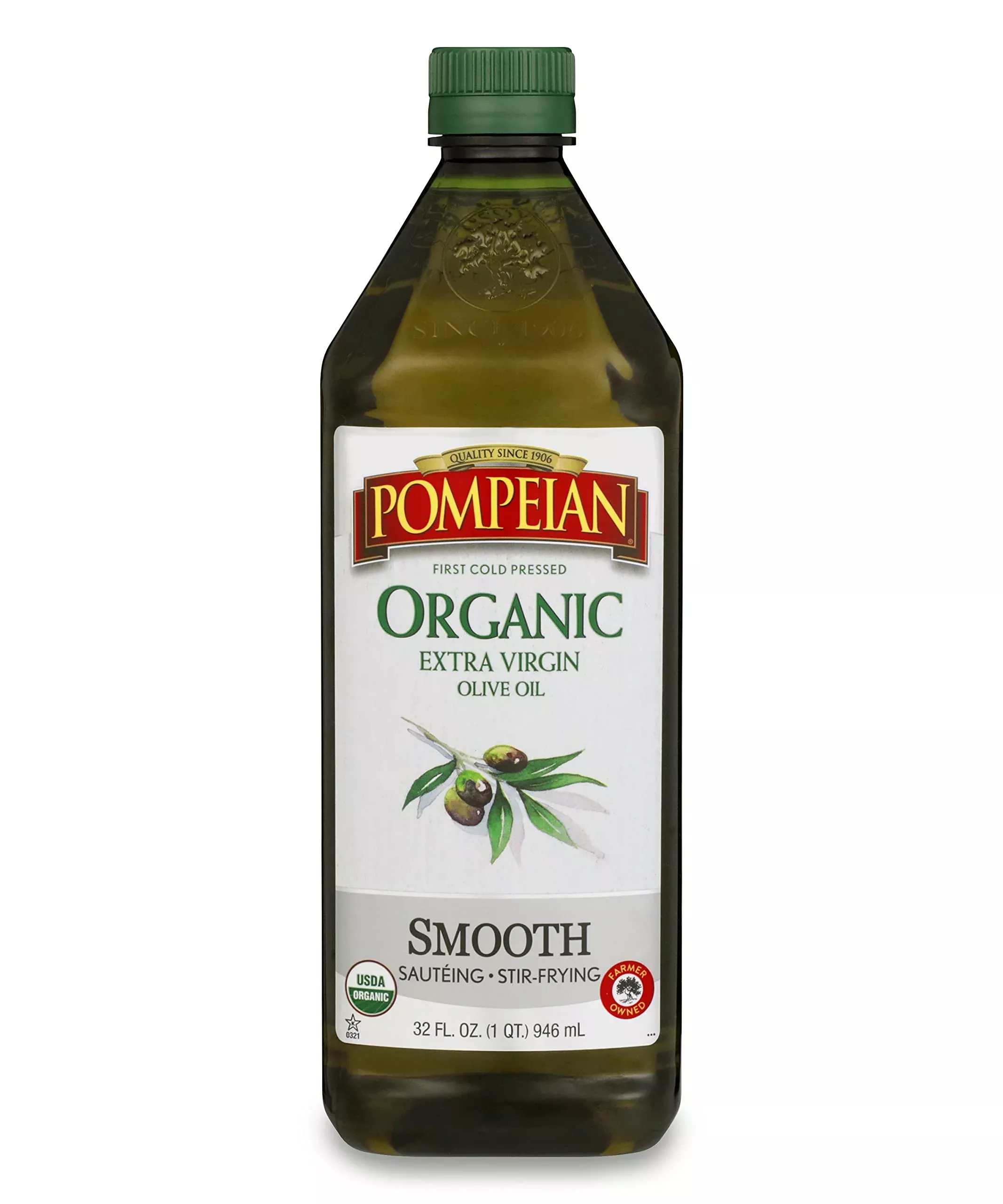 Pompeian Usda Organic Smooth Extra Virgin Olive Oil, Contains Polyphenols, First Cold Pressed, Smooth, Delicate Flavor, Perfect For Sautéing & Stir-Frying, 16 Fl. Oz