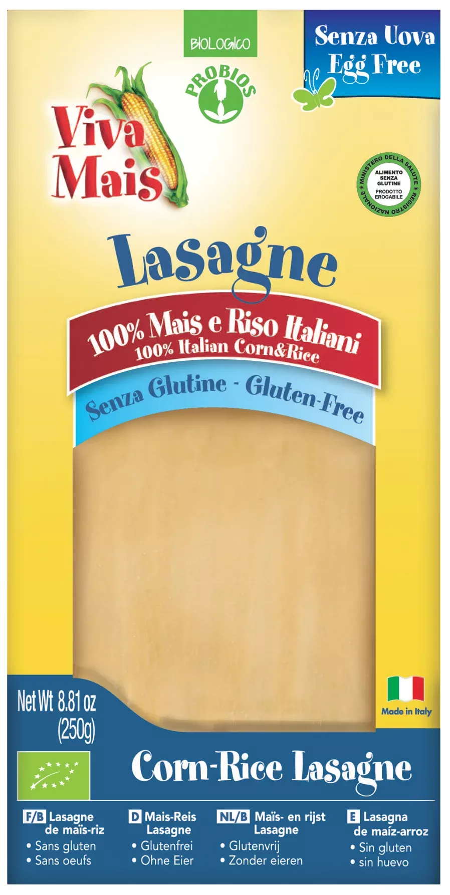 Probios Lasagna Corn and Rice, 8.81 oz (250g)