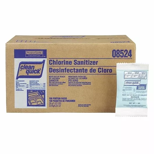 Procter & Gamble Non-foods Clean Quick Professional Chlorine Sanitizer Concentrate Powder Packets 1-50 100/1 Ounce