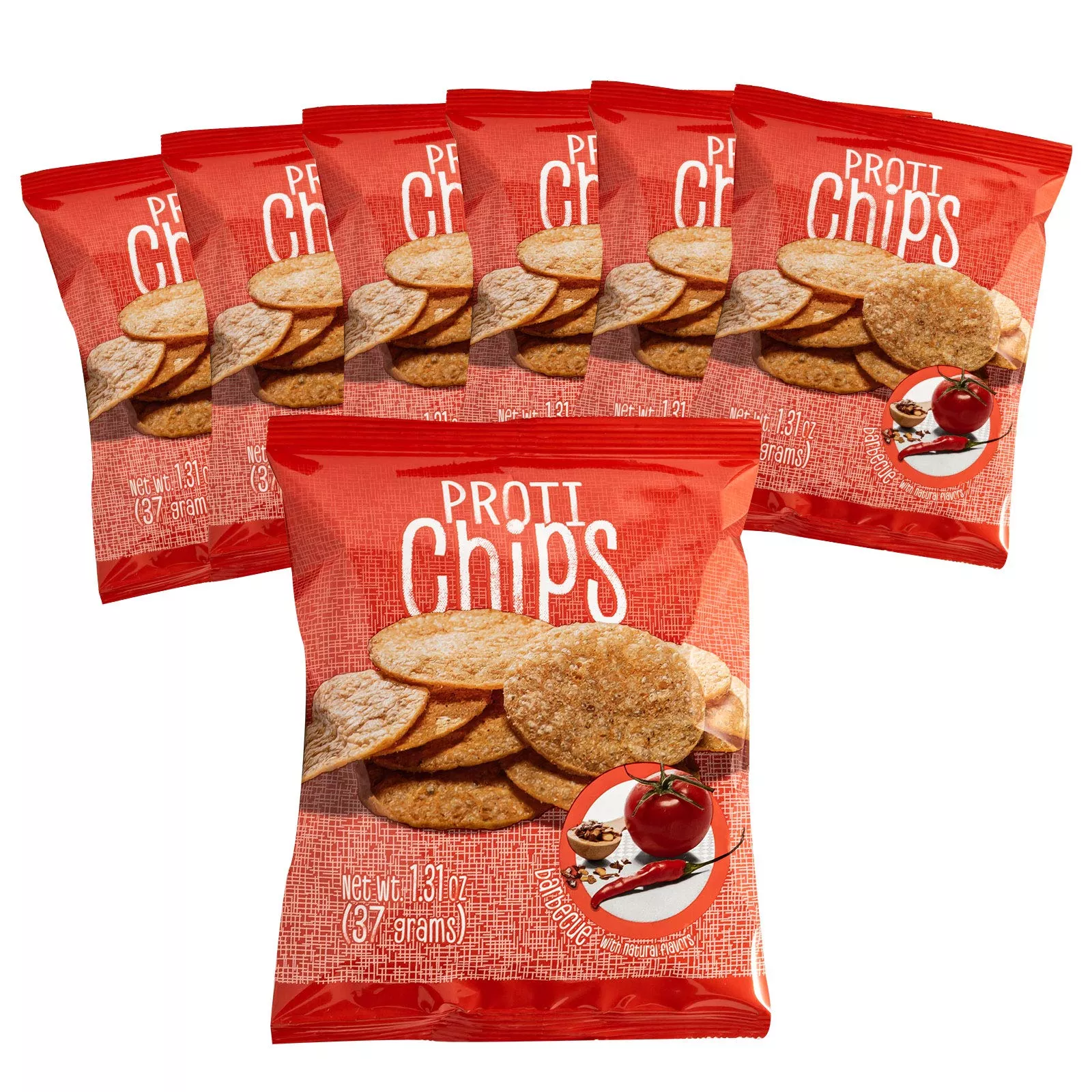 Proti-Thin Barbecue Proti Protein Chips, 14G Protein, Low Calorie, Low Carb, Low Fat, Sugar Free, High Fiber, No Gluten Ingredients, Healthy Snack Chips, 7 Single Serving Bags
