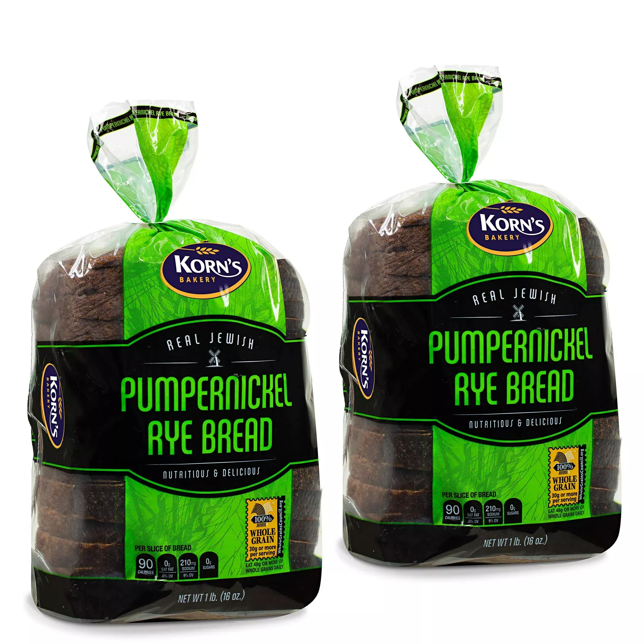 Pumpernickel Bread -2 Pack-16 Oz Per Loaf | Delicious Sandwich Bread | Kosher Bread | Fresh Bread | Dairy & Nut Free | Sterns Ba