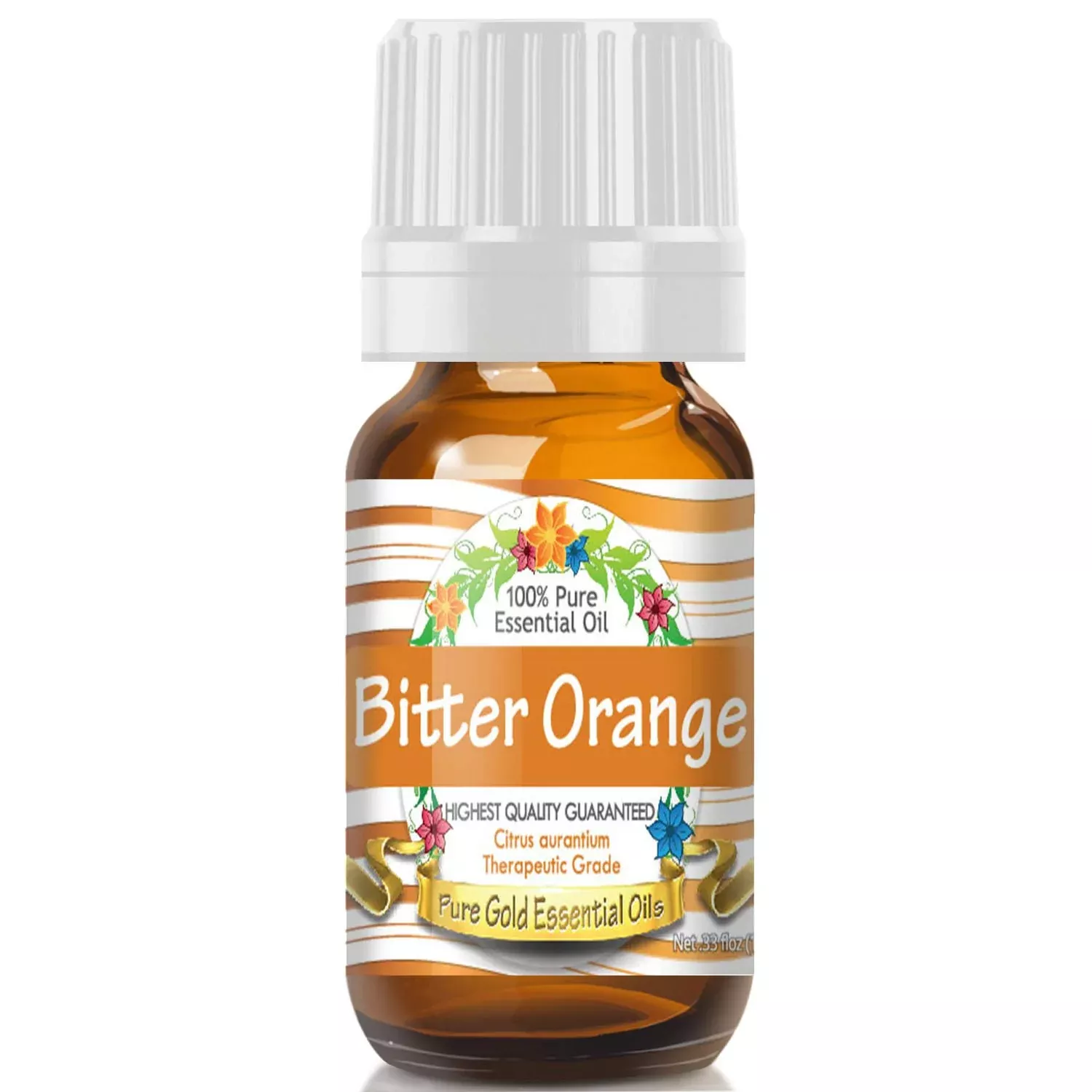 Pure Gold Essential Oils - Orange (Bitter) Essential Oil - 033 Fluid Ounces