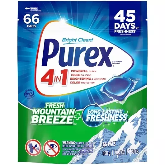 Purex Fresh Mountain Breeze Detergent Pods, 30.2 Fluid Ounce, 4 Per Case