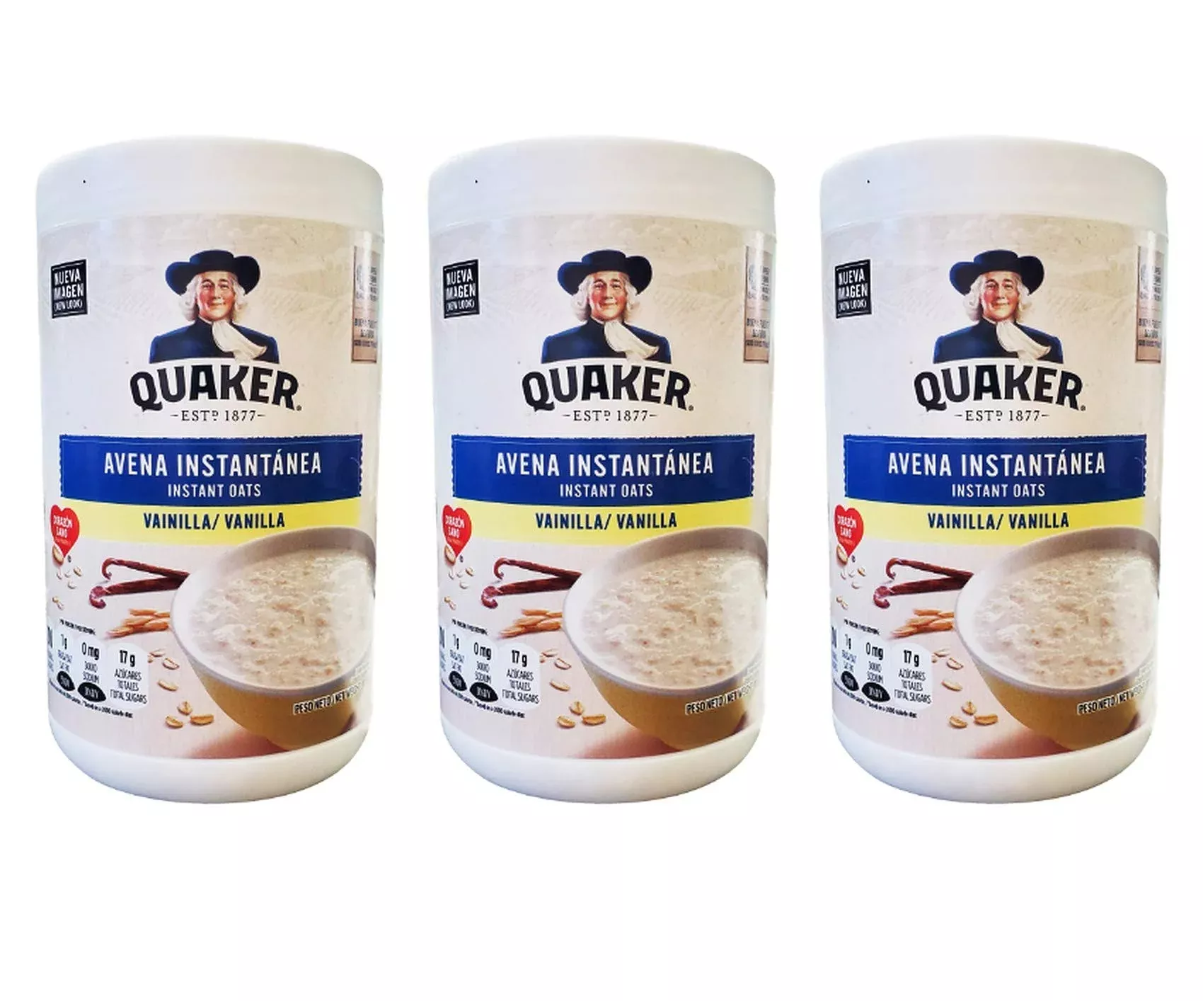 Quaker Avena Instantanea Instant Oats Vanilla, (3 Pack, Total Of 34.8 Oz)