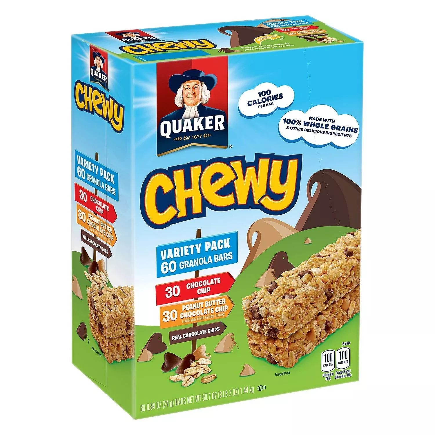 Quaker Chewy Granola Bars Variety Pack, 60 Ct. Net Wt 50.7Oz, 50.7 Oz