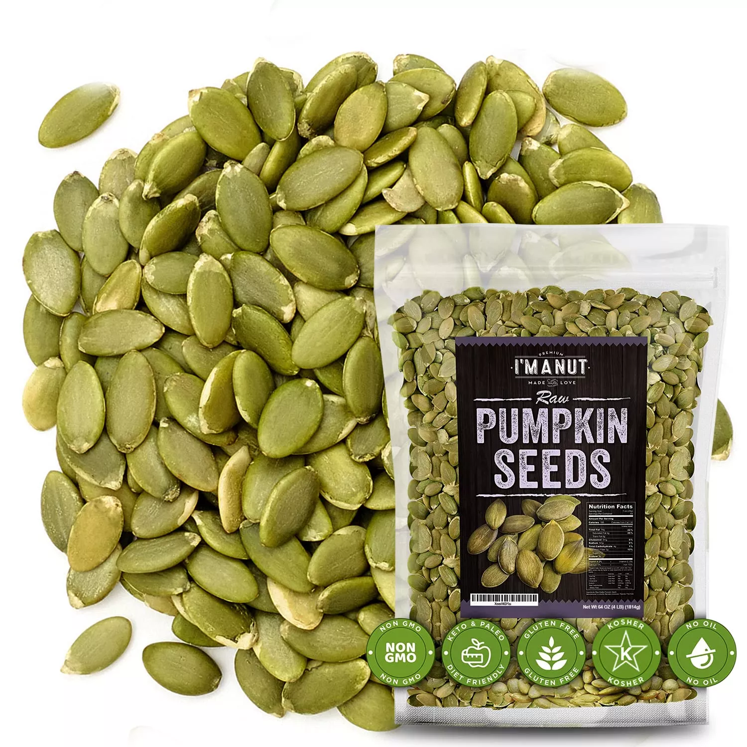 Raw Pumpkin Seeds (Papitas) 64 Oz (4 Lb) | No Preservatives | Batch Tested Gluten & Peanut Free | Non-Gmo | No Ppo | 100% Natura