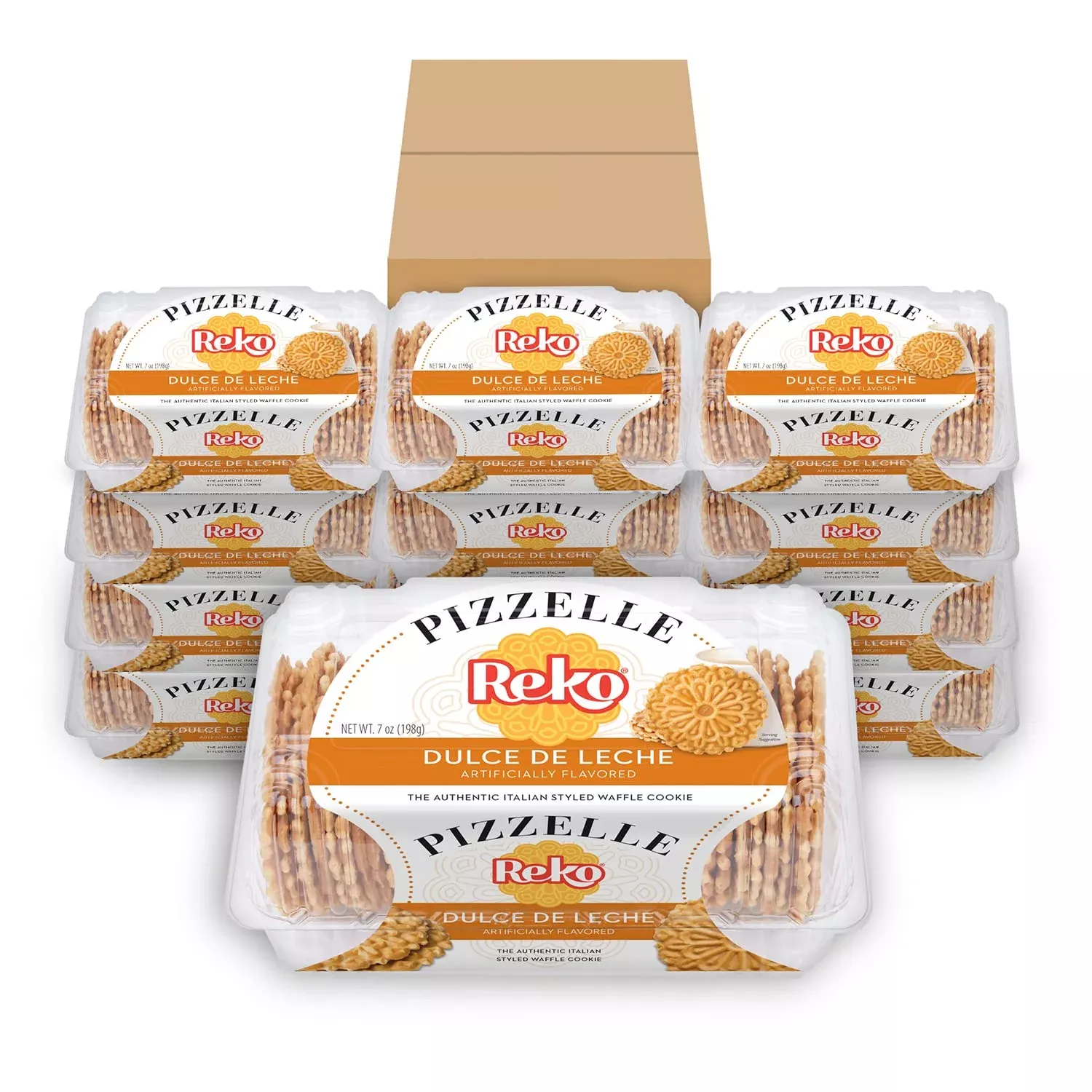 Reko Pizzelle Authentic Italian Style Waffle Cookie, Dulce De Leche, 7 Ounce (Pack Of 12)