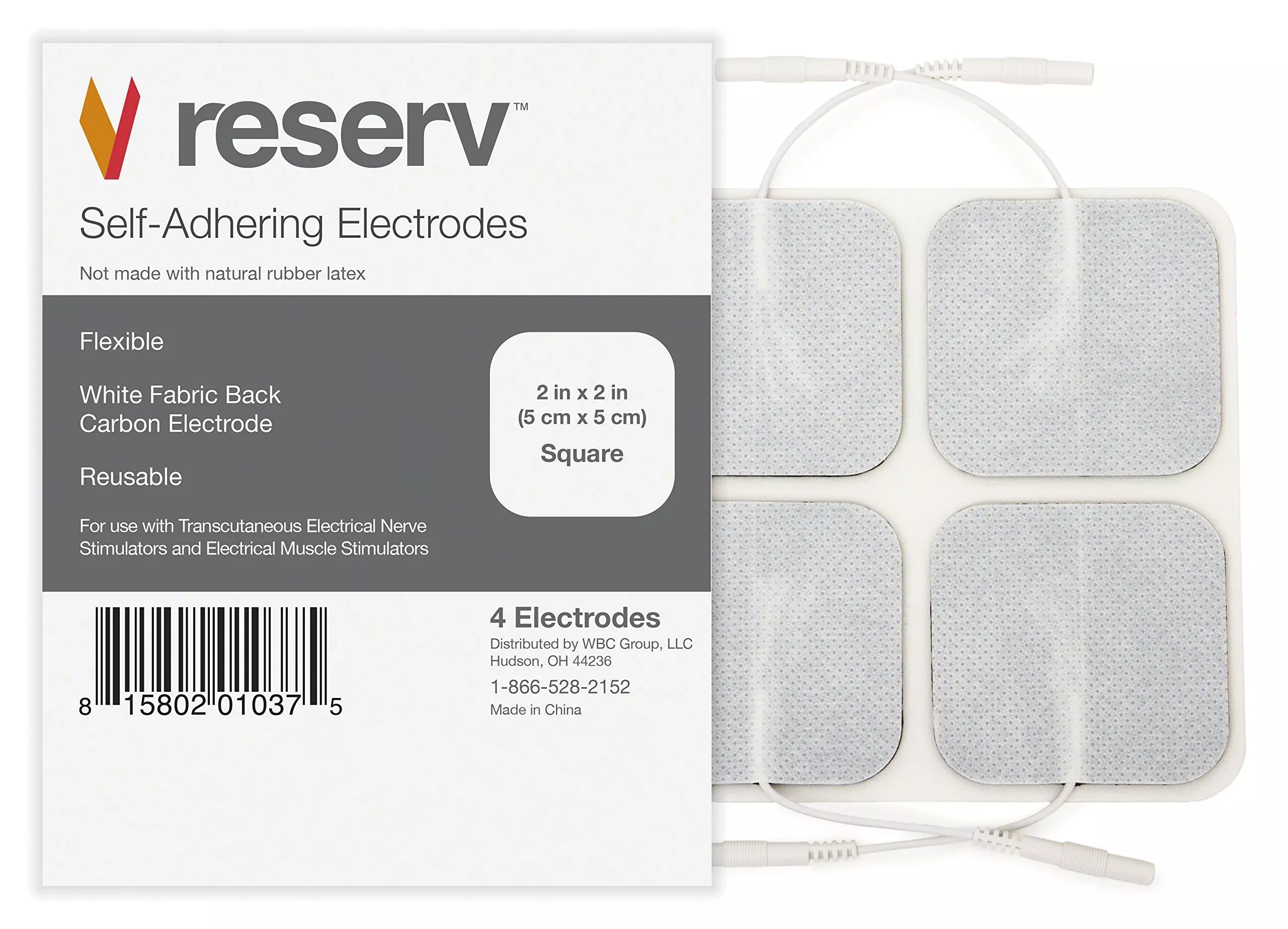 Reserv 2'' X 2'' Premium Re-Usable Self Adhesive Electrode Pads For Te