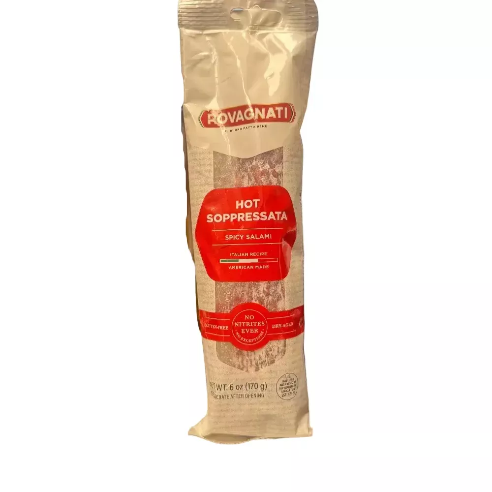 Rovagnati Hot Soppressata– Gluten Free, No Nitrites, Dry-Aged - Refrigerate After Opening, 6 oz | 170g