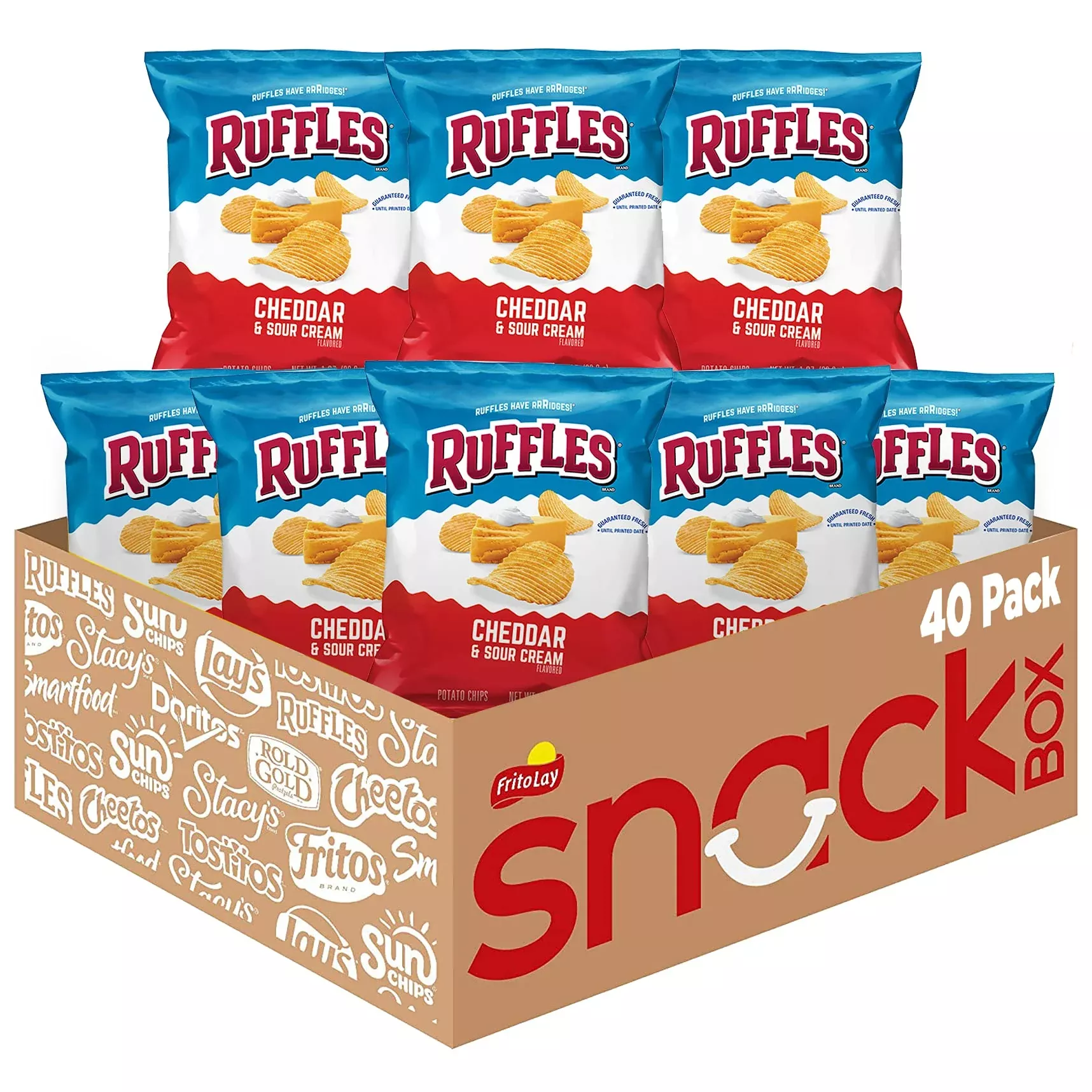 Ruffles Potato Chips, Cheddar Sour Cream, 1Oz (40 Count)
