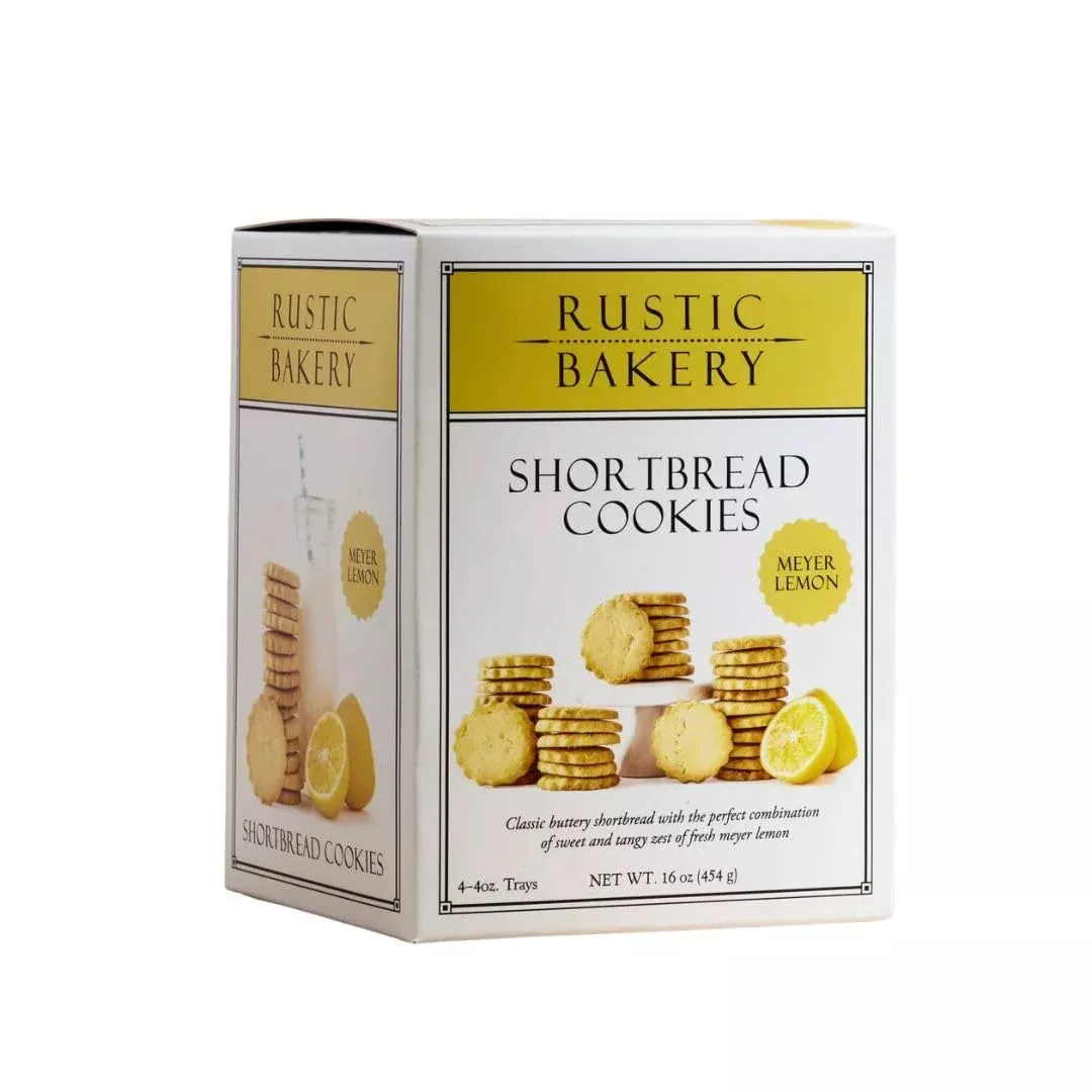 Rustic Bakery Meyer Lemon Shortbread - Sweet & Tangy Handmade Shortbread Cookies With Meyer Lemons - Artisan Tea Cookies - Made In California - Pack Of 4-4 Oz Trays…