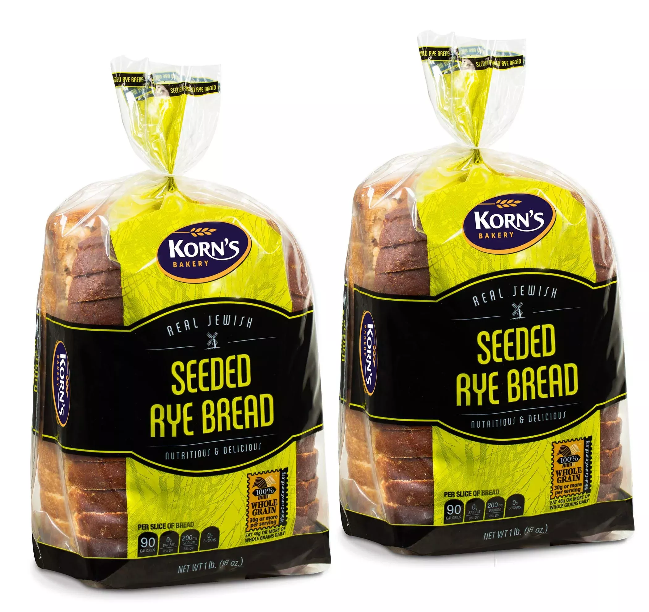Rye Bread With Seeds -2 Pack-16 Oz Per Loaf | Delicious Sandwich Bread | Kosher Bread | Fresh Bread | Dairy & Nut Free | Sterns