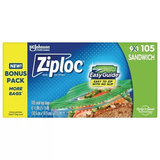 S.c. Johnson Consumer Ziploc Sandwich Bag 105 Count 12 - 105 Cnt