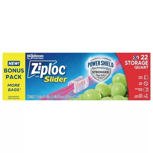 S.c. Johnson Consumer Ziploc Slider Storage Quart 22 Count 12 - 22 Cnt